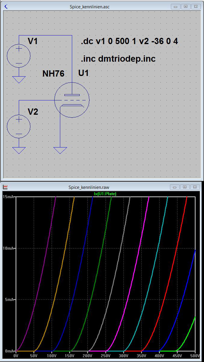 Displaying the Parameters of the Tube Models with LTSpice